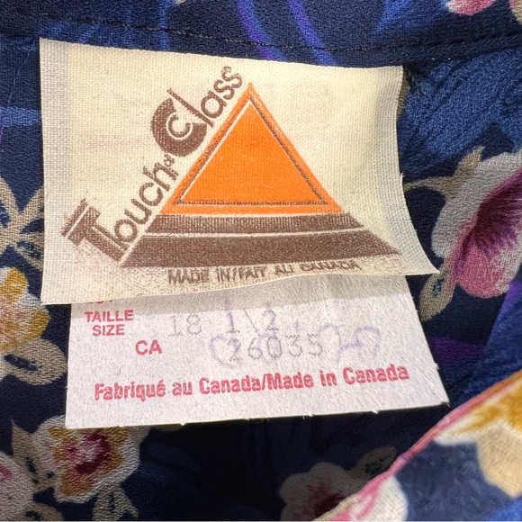 Vintage 80s blue floral chiffon sheer blouson belted long sleeve midi dress - Picture 15 of 17